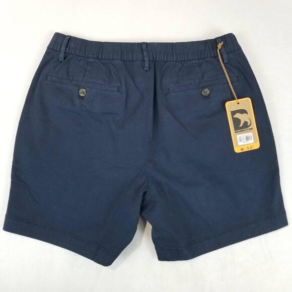 Bear Bottom Shorts Mens Medium Navy 5.5 Inseam Stretch Chino Flat Front NWT - Picture 1 of 7